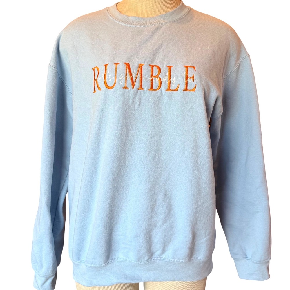 Gildan OKC Thunder Inspired Rumble Graphic Sweatshirt Light Blue Size Medium